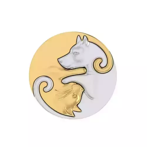 Yin Yang Cat and Dog Pendant