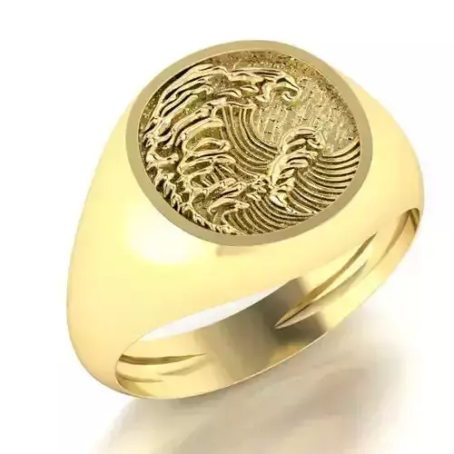 mens signet ring  Great ocean waves  