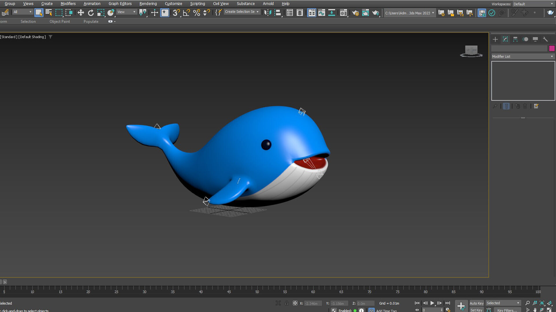 Low - Poly Cartoon Whale Rigged Low-poly 3D model_3