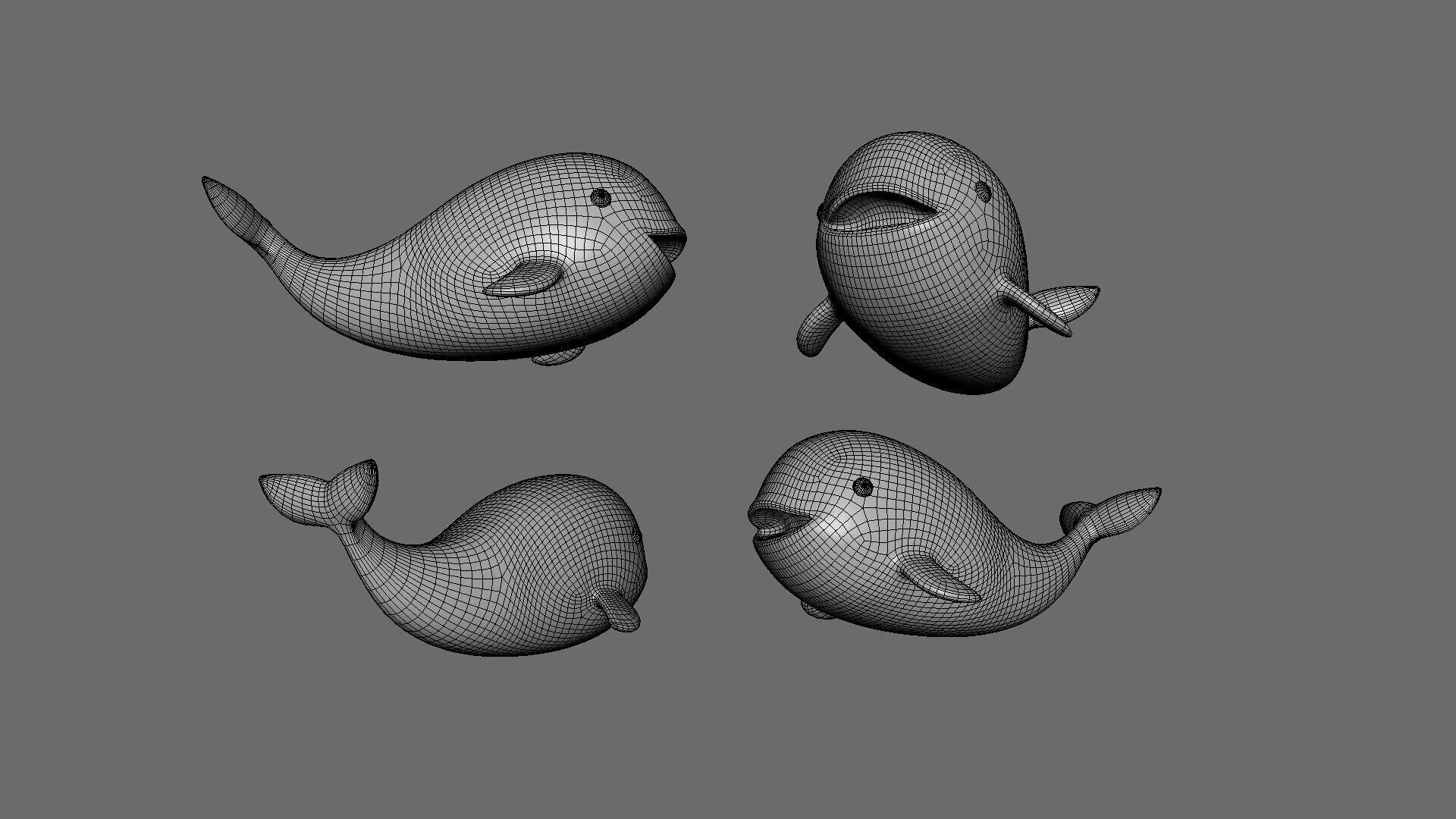 Low - Poly Cartoon Whale Rigged Low-poly 3D model_10