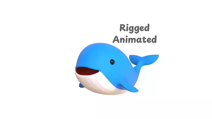 Low - Poly Cartoon Whale Rigged Low-poly 3D model