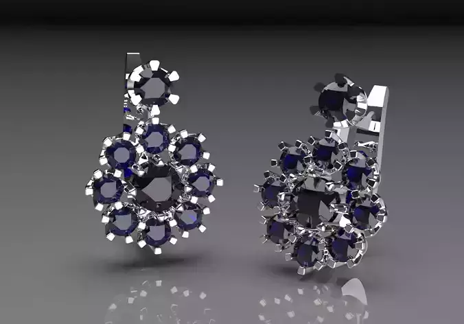 Sapphire Sparkle on Your Ears Flower Drop Earrings je0043
