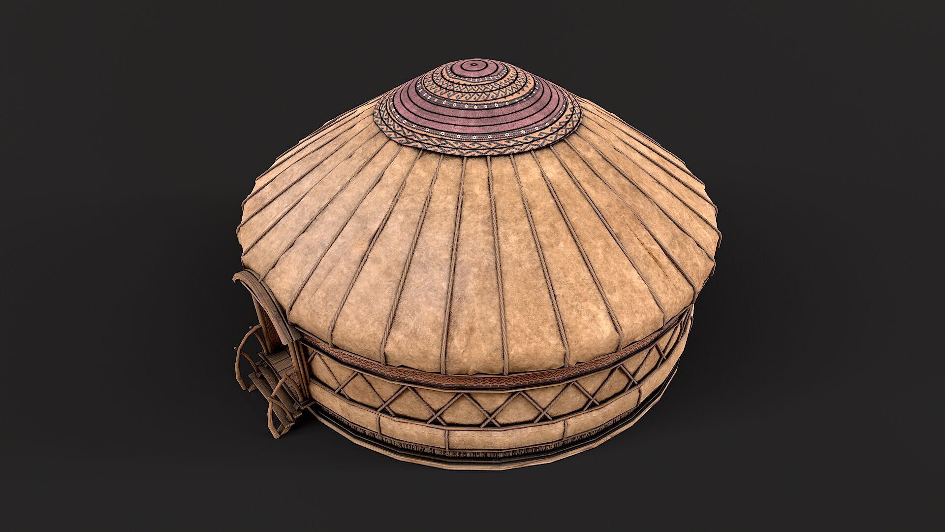 Mongolian Yurt and Interior 1 Low Poly PBR  Low-poly 3D model_5