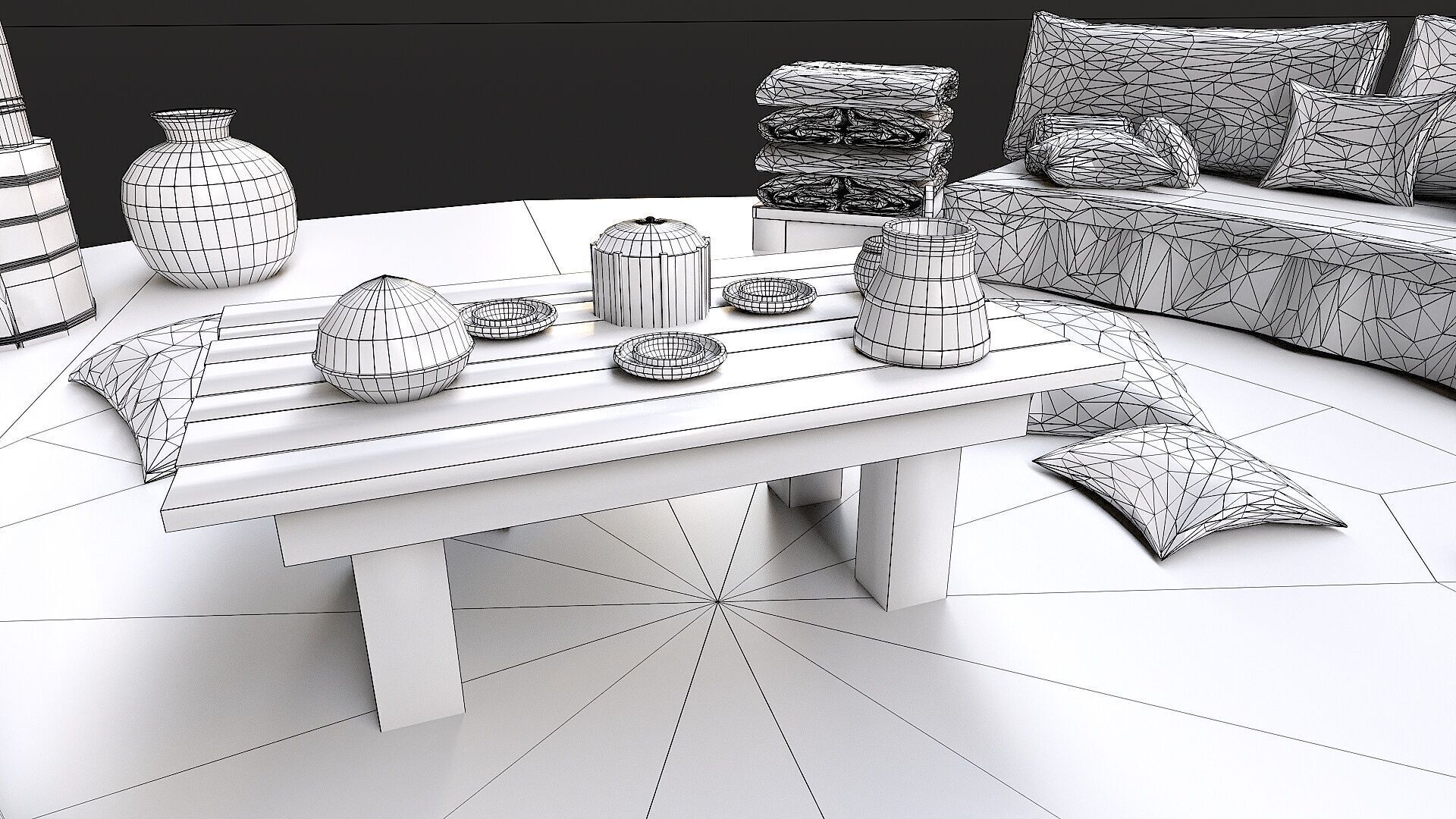 Mongolian Yurt and Interior 1 Low Poly PBR  Low-poly 3D model_19