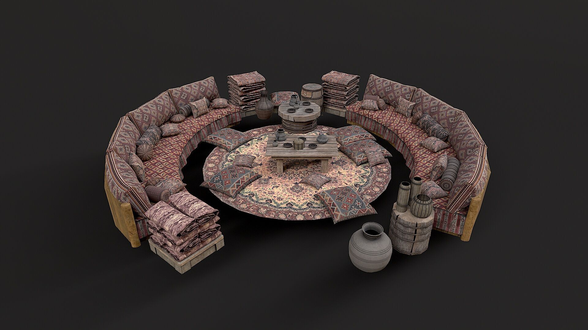 Mongolian Yurt and Interior 1 Low Poly PBR  Low-poly 3D model_2
