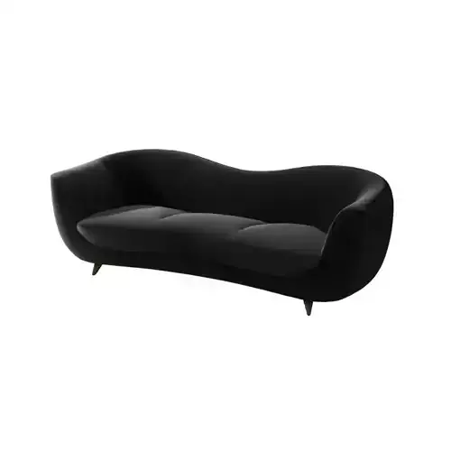 Modern Curved Dark Grey Sofa Low-poly 3D model
