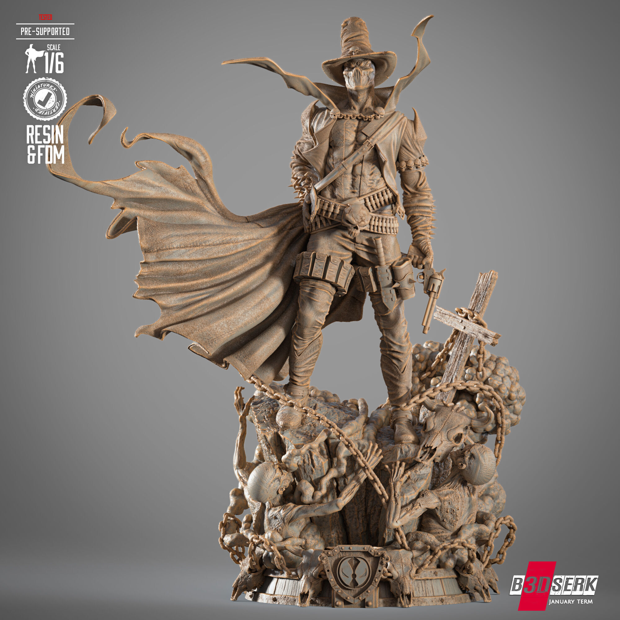 B3DSERK Spawn Gunslinger Sculpture 3D print model_4