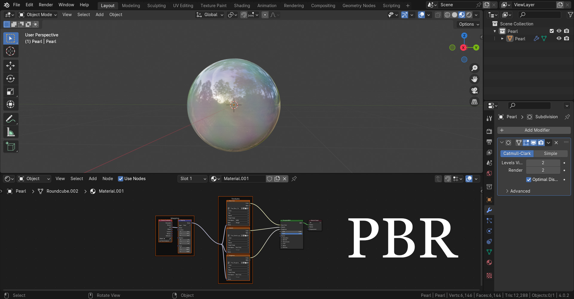 Realistic Procedural and PBR Pearl Material or Texture 3D model_2
