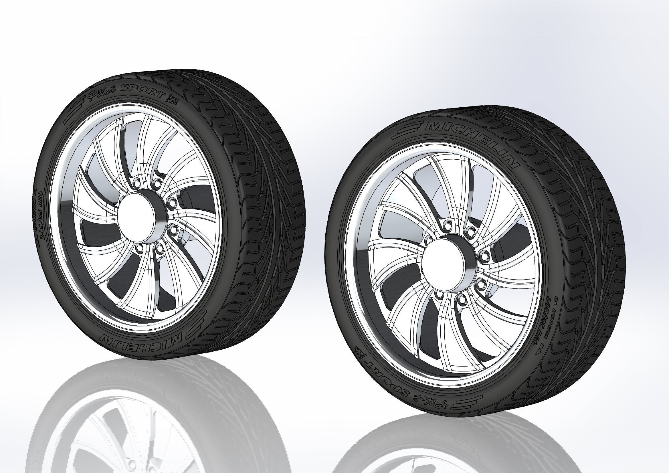 Set of wheels Intro Twisted Vista HD8 20in for scale model 3D print model_1