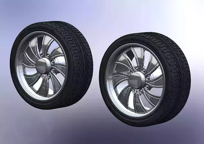 Set of custom wheels Intro Twisted Vista HD8 for scale model 3D print model