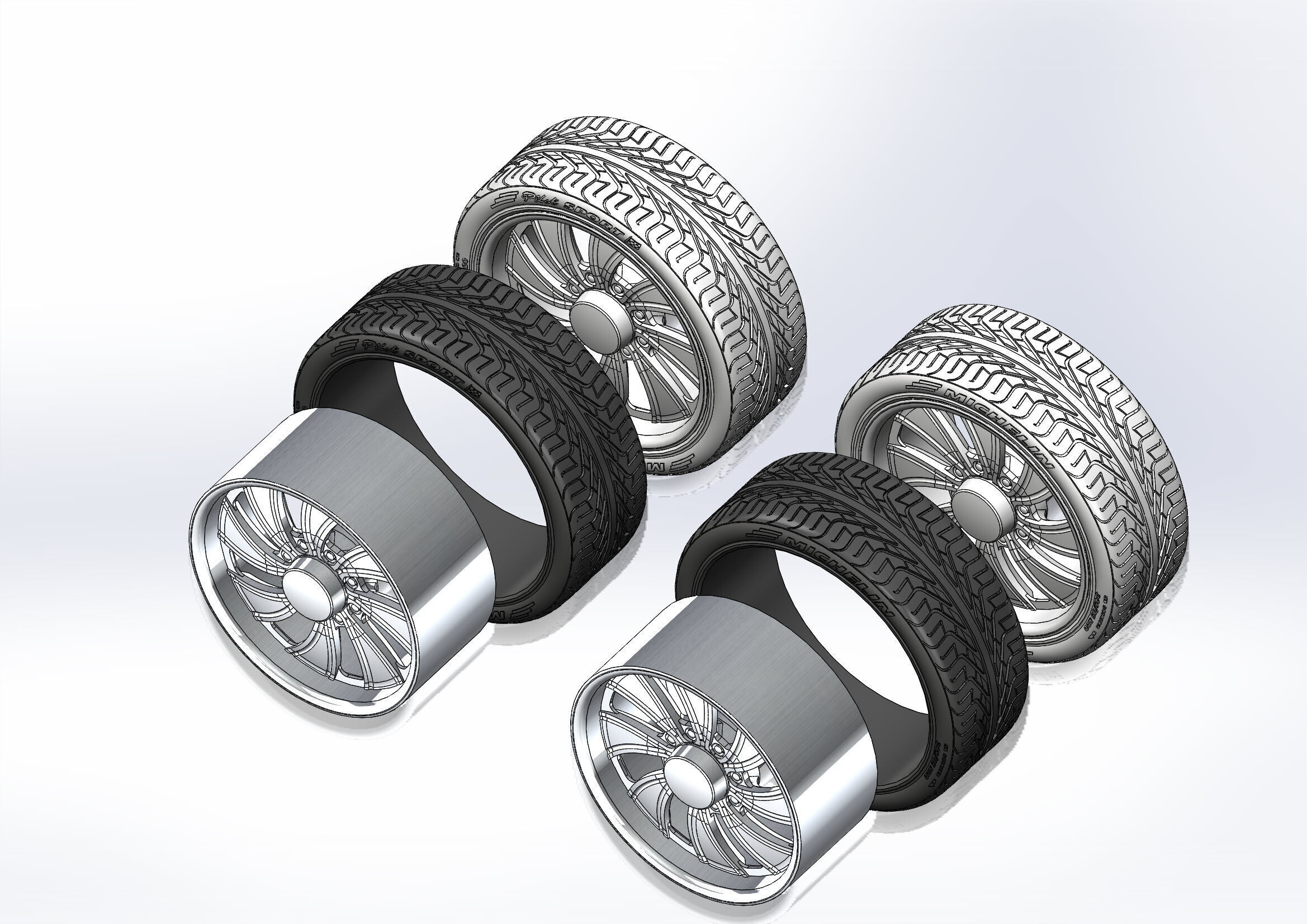 Set of wheels Intro Twisted Vista HD8 20in for scale model 3D print model_10