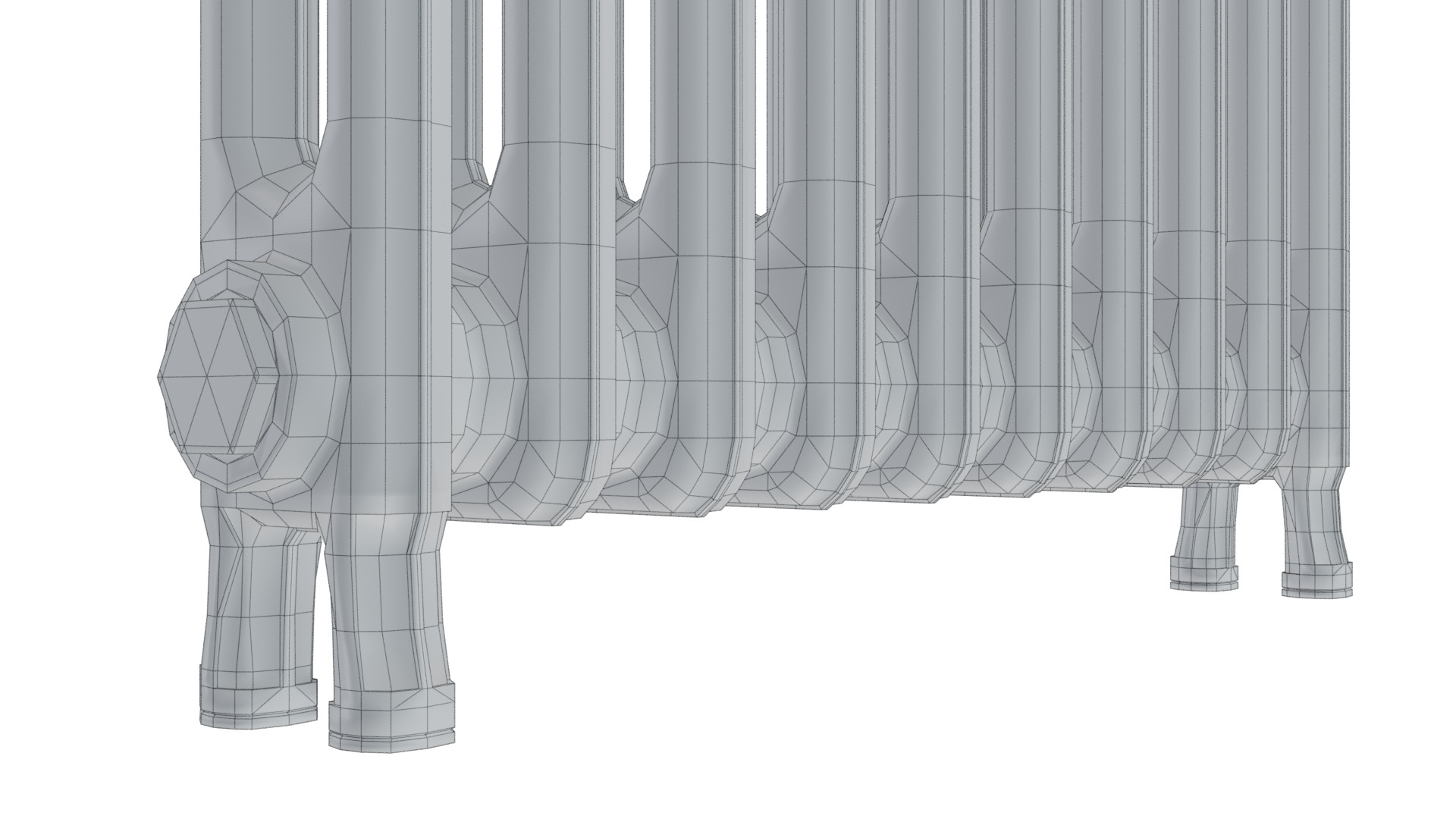 Classic Cast Iron Radiator 2C10 Low-poly 3D model_10