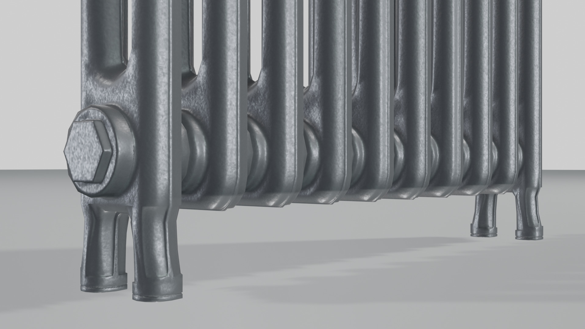 Classic Cast Iron Radiator 2C10 Low-poly 3D model_5