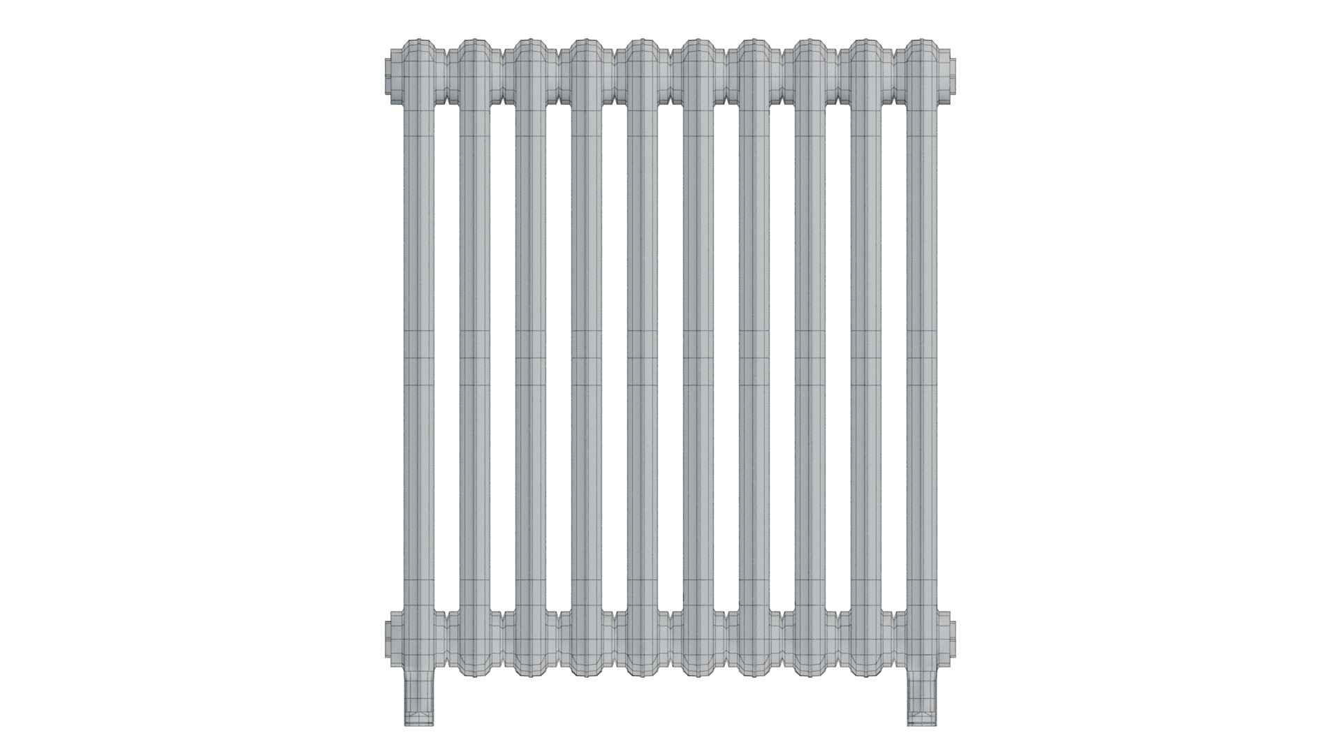 Classic Cast Iron Radiator 2C10 Low-poly 3D model_8