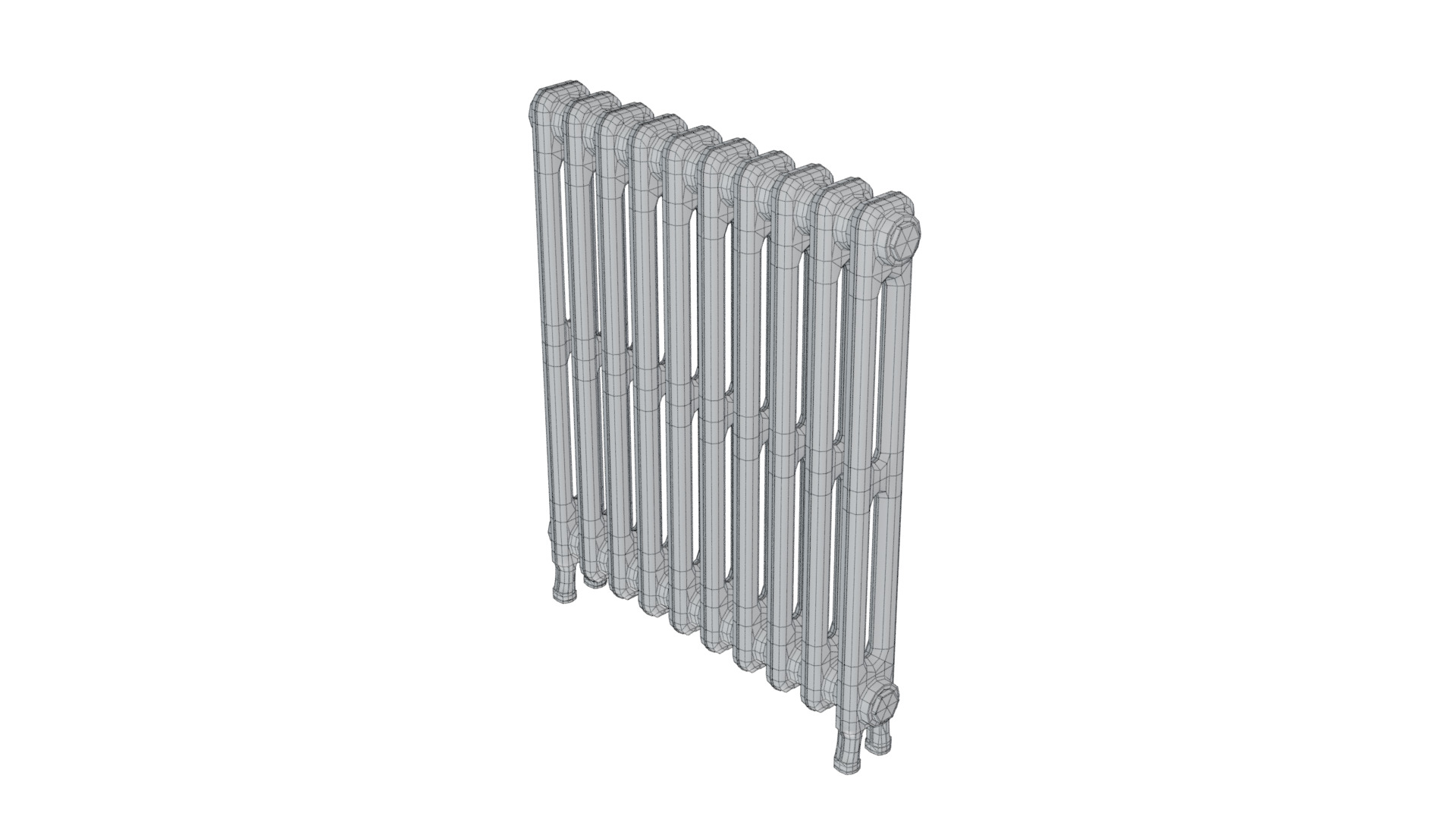 Classic Cast Iron Radiator 2C10 Low-poly 3D model_7