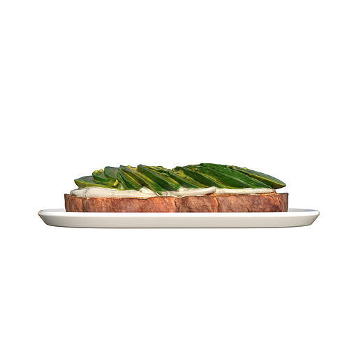 Avocado Toast Low-poly 3D model 3