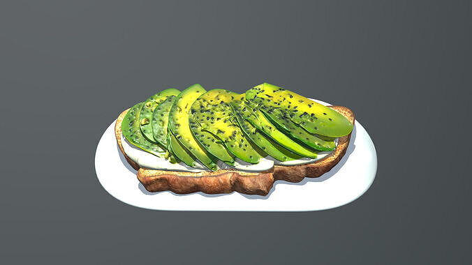 Avocado Toast Low-poly 3D model 4