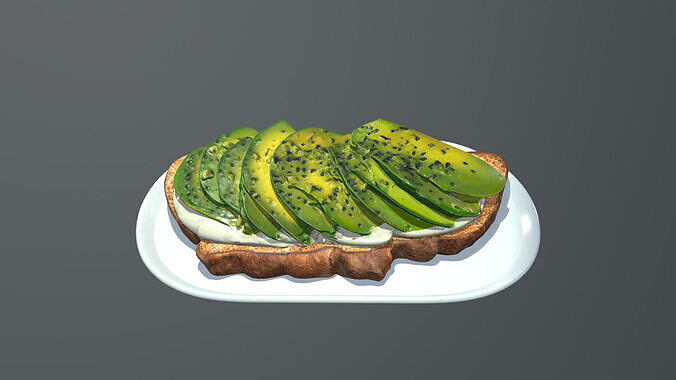 Avocado Toast Low-poly 3D model 6