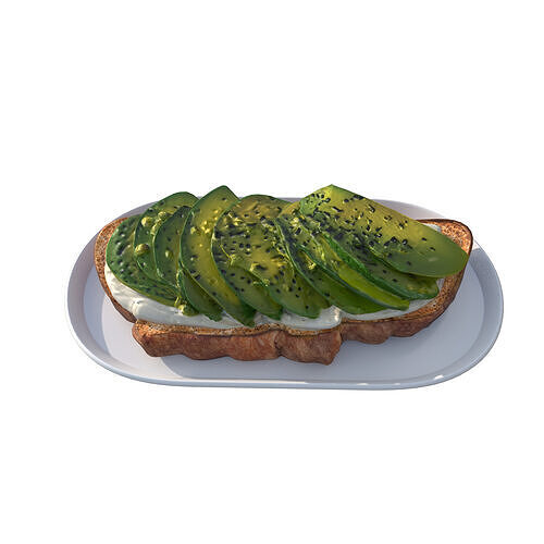 Avocado Toast Low-poly 3D model 2