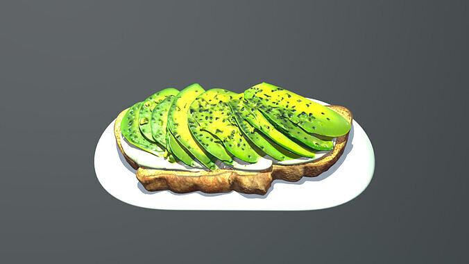 Avocado Toast Low-poly 3D model 5