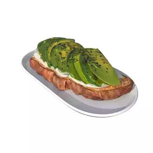 Avocado Toast Low-poly 3D model