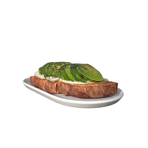 Avocado Toast Low-poly 3D model 7