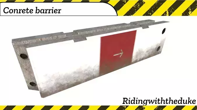 Concrete barrier textured unity asset prefab ready 3D model