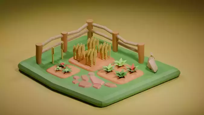 Wheat Field Environment Low Poly