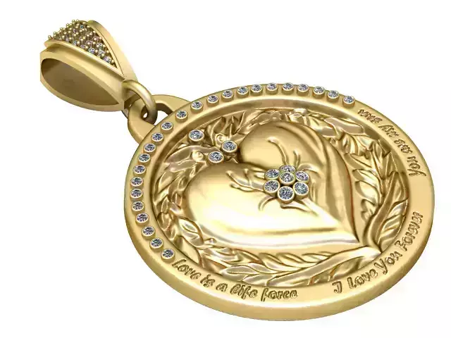 HEART DESIGN COIN PENDANT 3D PRINTABLE MODEL