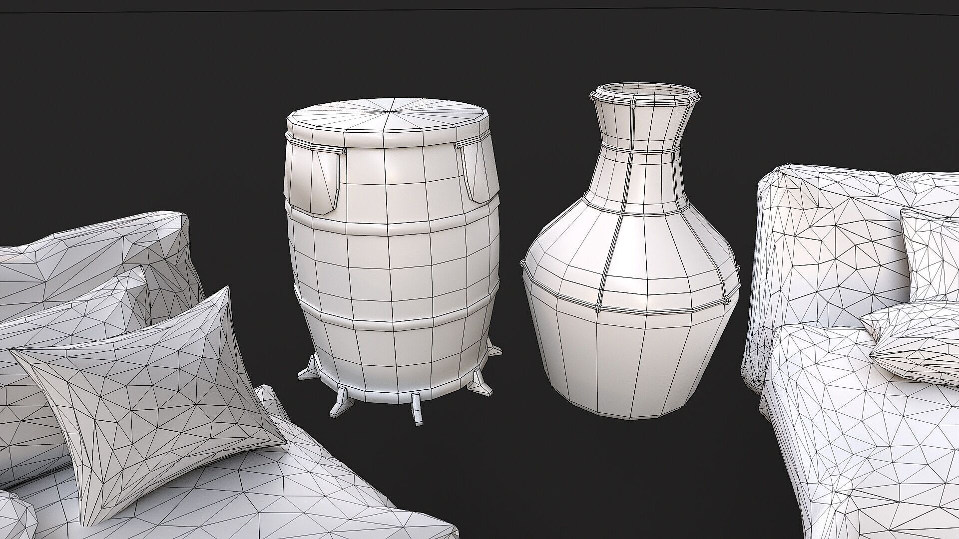 Mongolian Yurt and Interior 2 Low Poly PBR  Low-poly 3D model_17