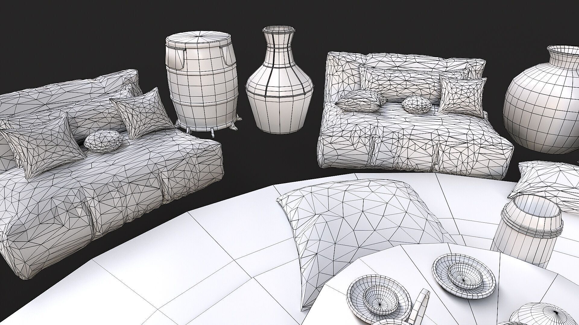 Mongolian Yurt and Interior 2 Low Poly PBR  Low-poly 3D model_16