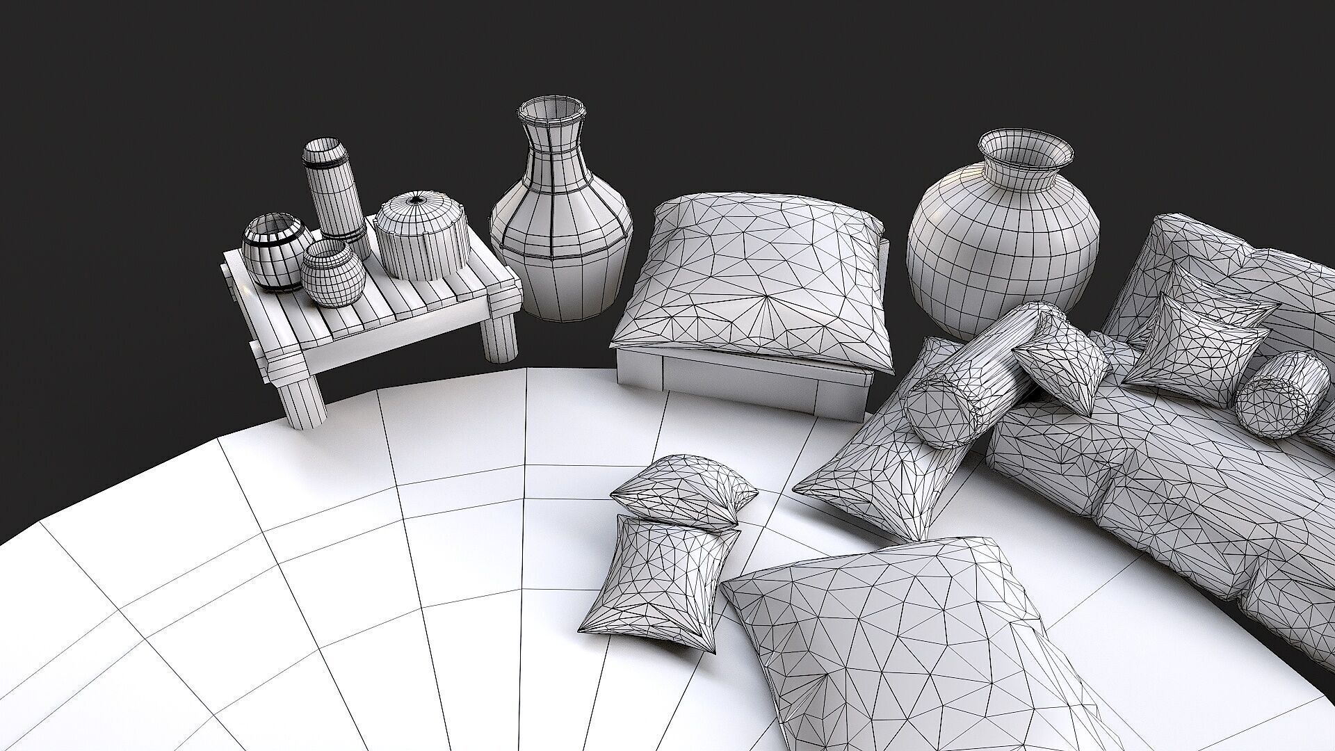 Mongolian Yurt and Interior 2 Low Poly PBR  Low-poly 3D model_19