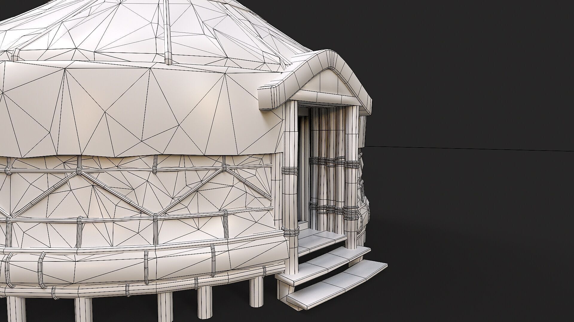 Mongolian Yurt and Interior 2 Low Poly PBR  Low-poly 3D model_15