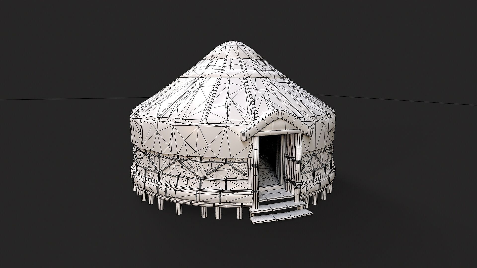 Mongolian Yurt and Interior 2 Low Poly PBR  Low-poly 3D model_14