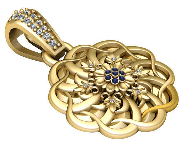 FLOWER GOLD PENDANT 3D PRINTABLE MODEL 3D print model