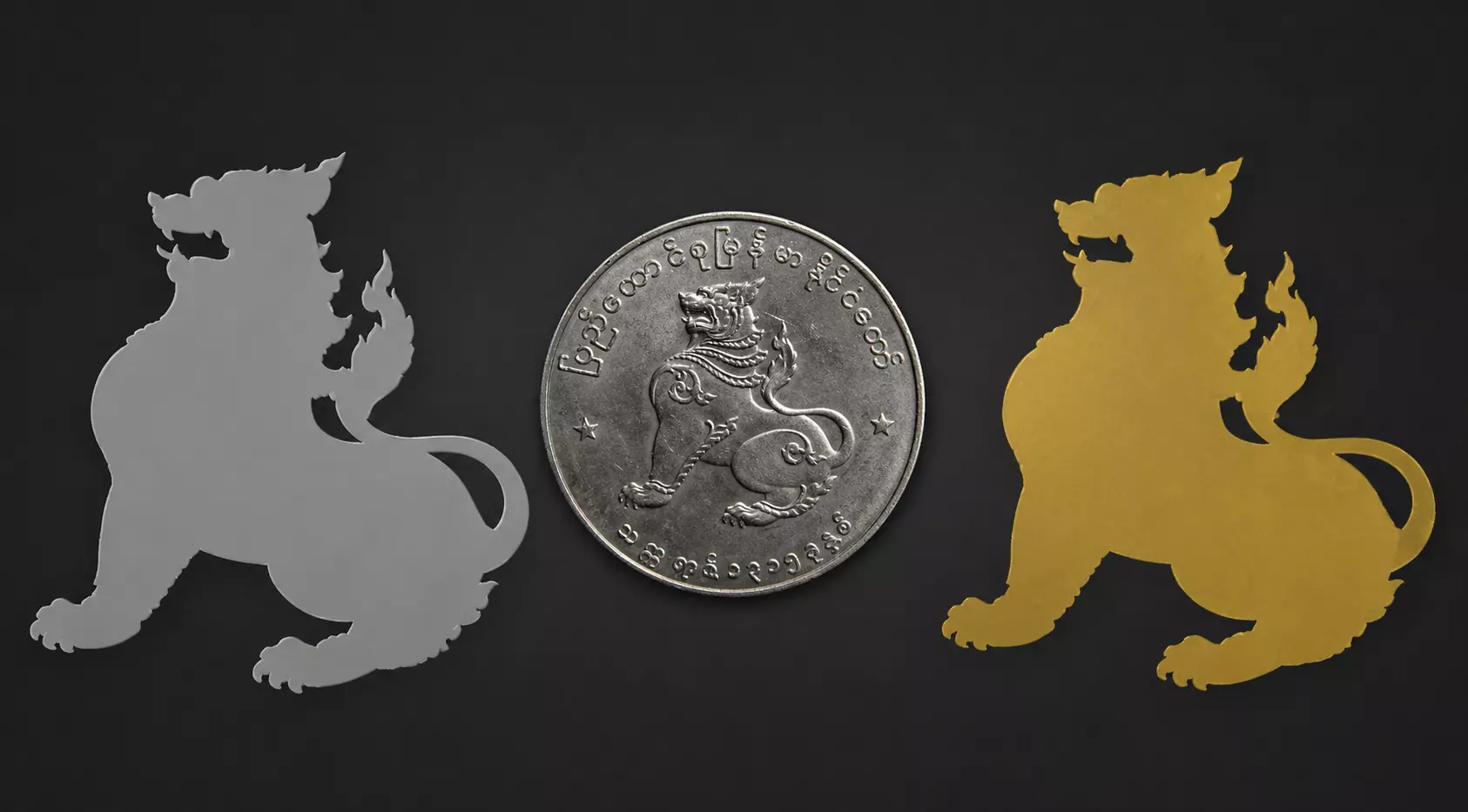 Silhouette of Myanmar lion Chinthe 3D print model
