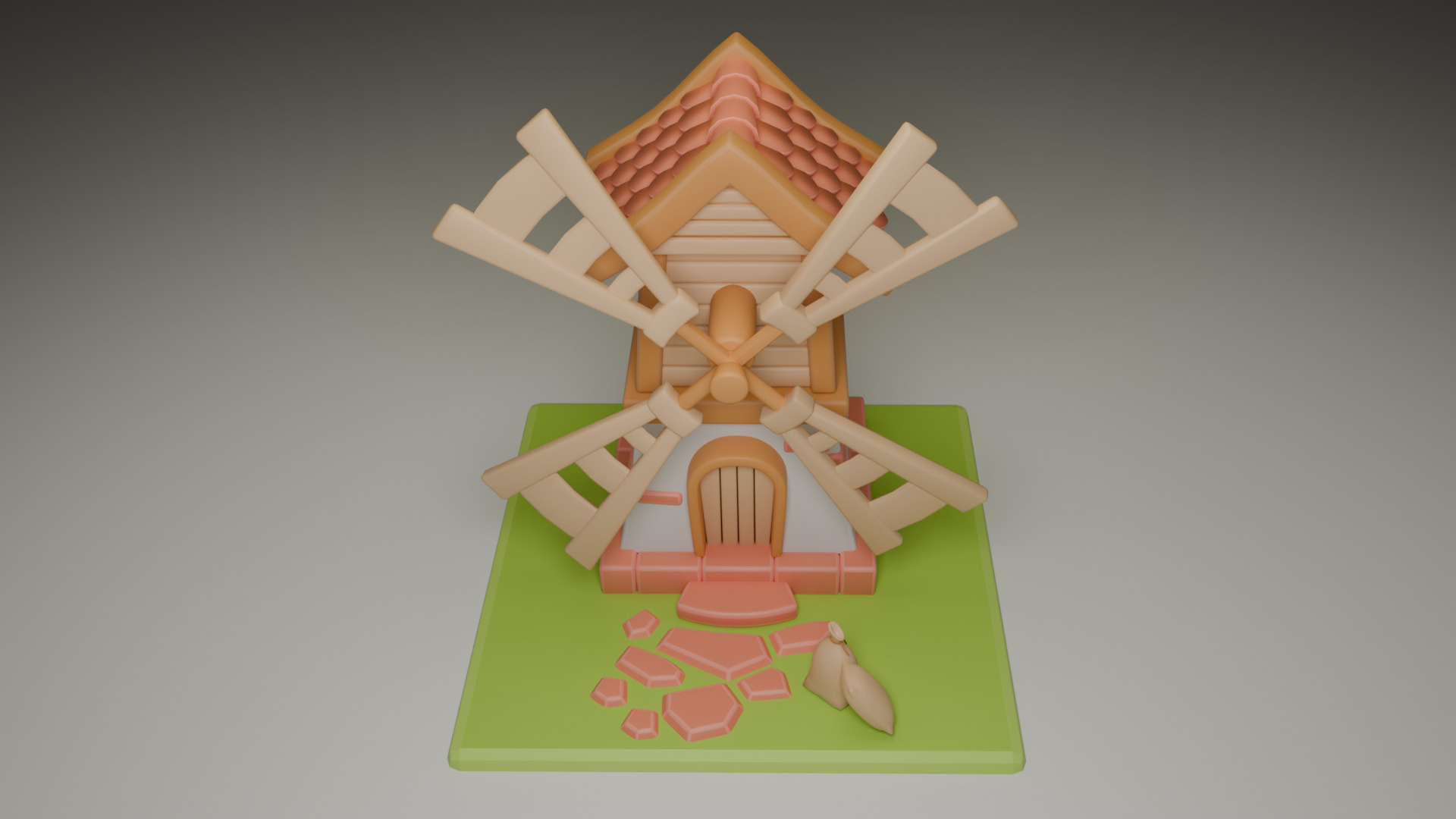 Windmill Low Poly 3D model_1