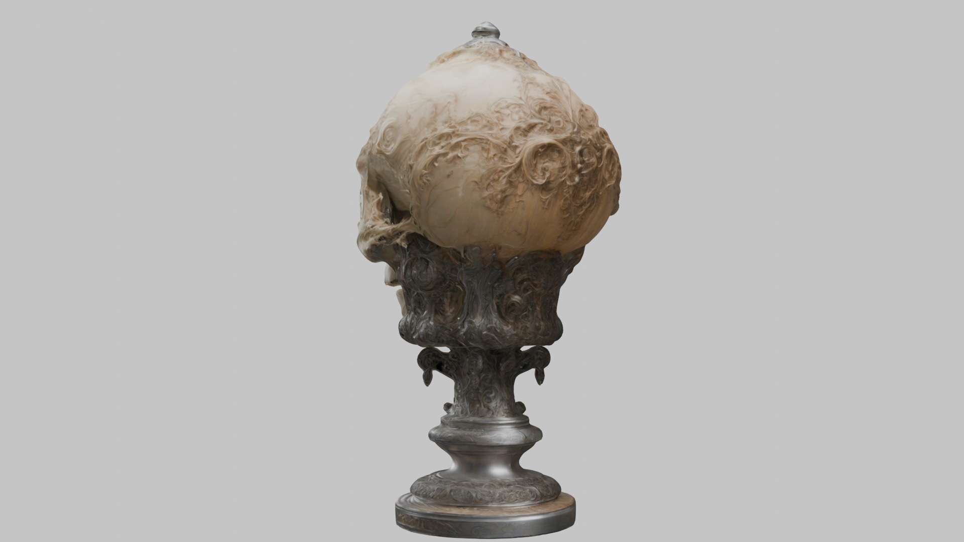3D Skull on Pedestal - High-Quality Model for Art and Design Low-poly 3D model_2