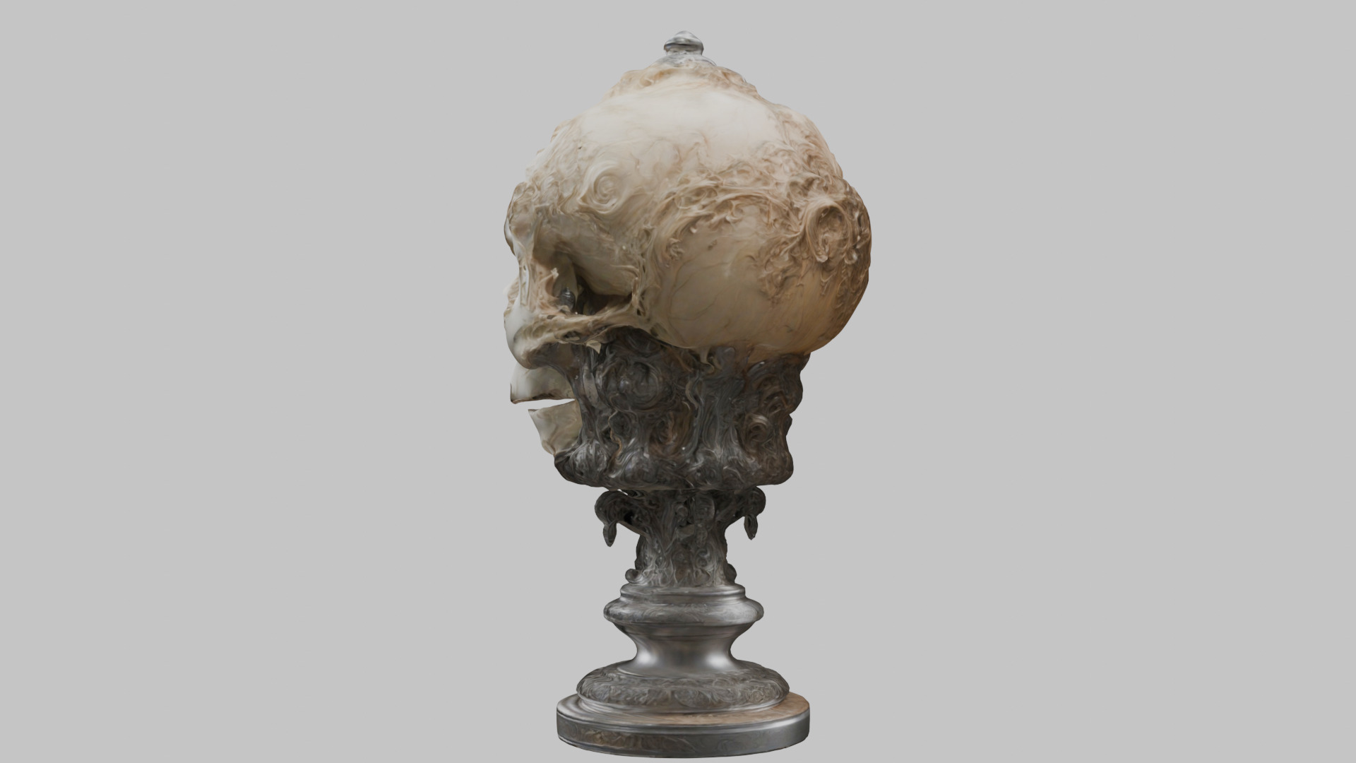 3D Skull on Pedestal - High-Quality Model for Art and Design Low-poly 3D model_3