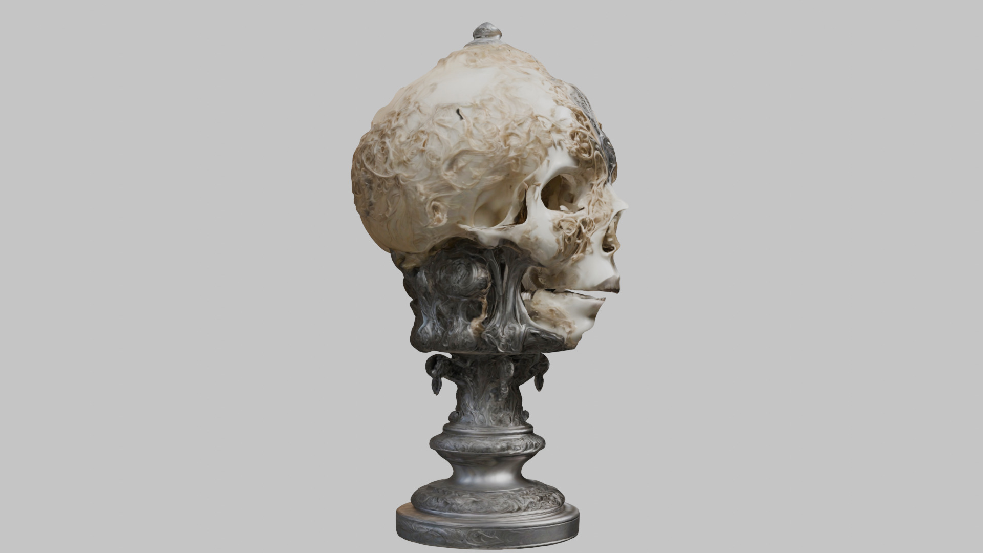 3D Skull on Pedestal - High-Quality Model for Art and Design Low-poly 3D model_10