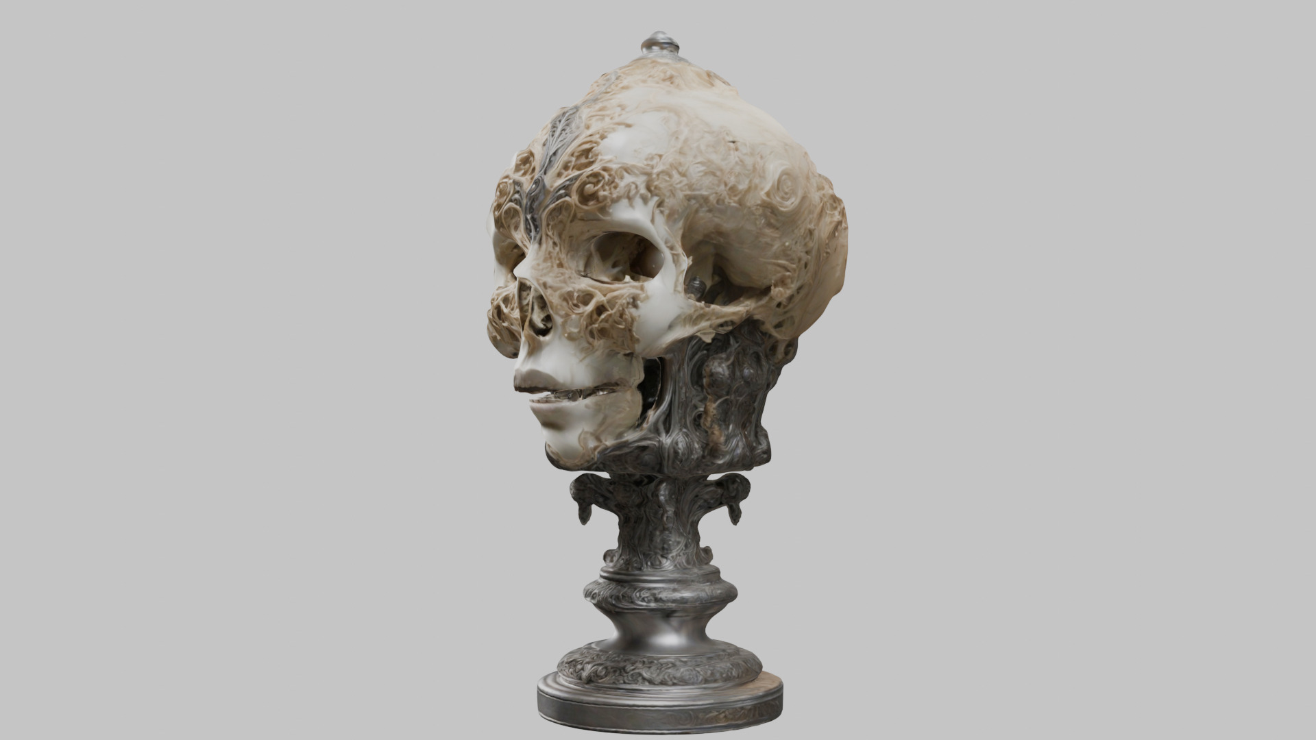 3D Skull on Pedestal - High-Quality Model for Art and Design Low-poly 3D model_6