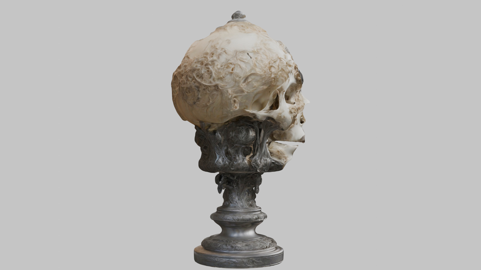 3D Skull on Pedestal - High-Quality Model for Art and Design Low-poly 3D model_11