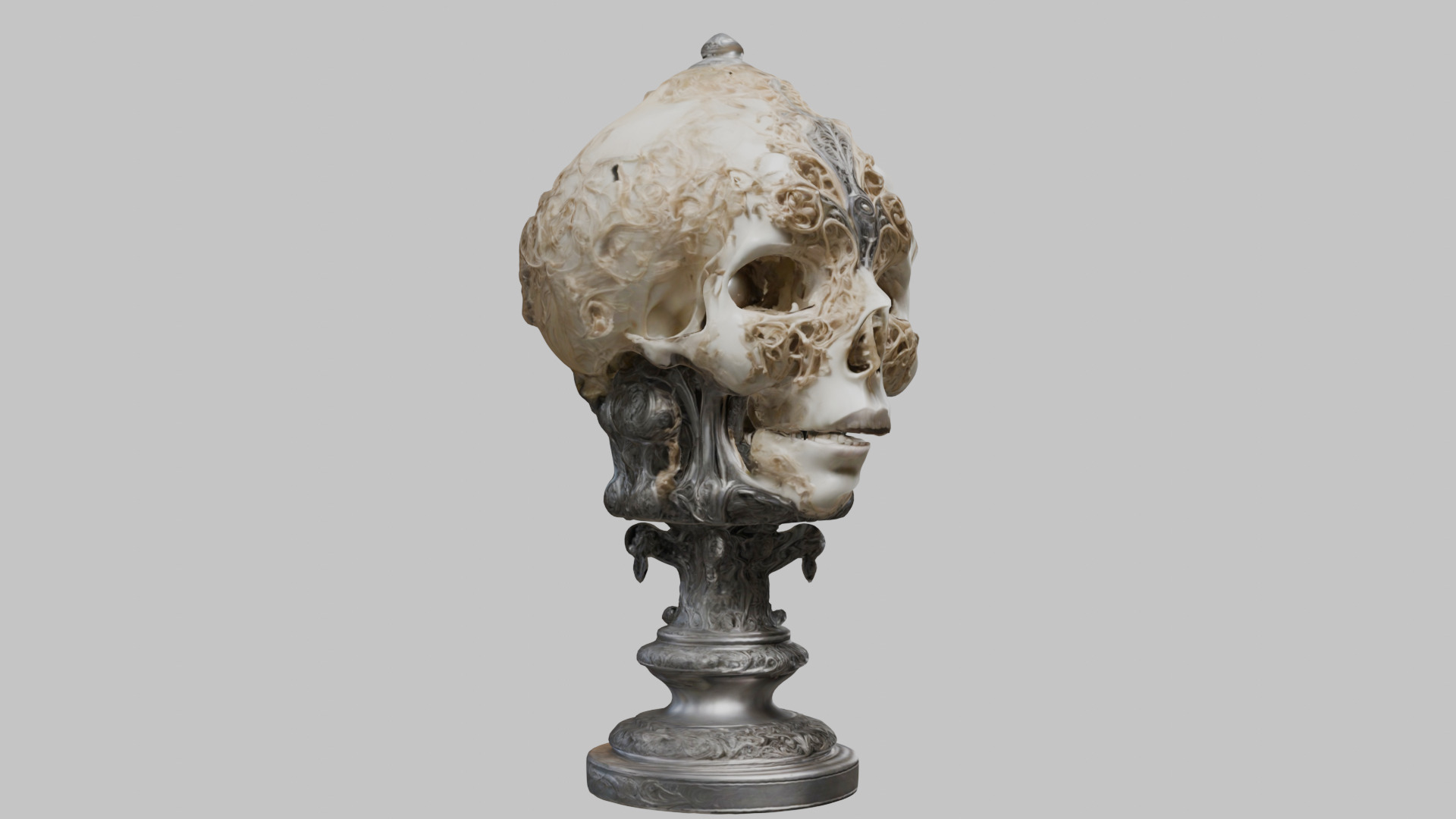 3D Skull on Pedestal - High-Quality Model for Art and Design Low-poly 3D model_9