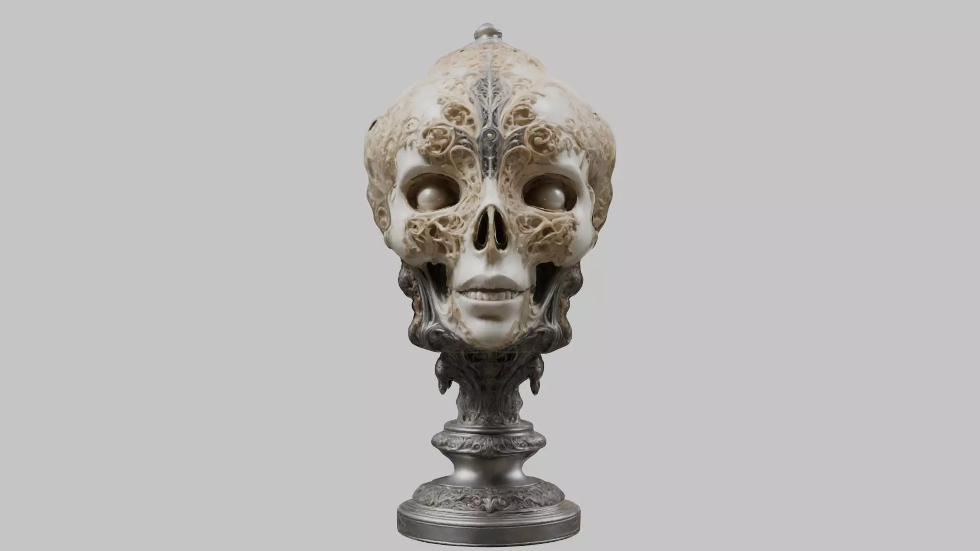 3D Skull on Pedestal - High-Quality Model for Art and Design Low-poly 3D model_0