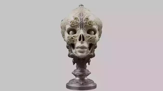 3D Skull on Pedestal - High-Quality Model for Art and Design