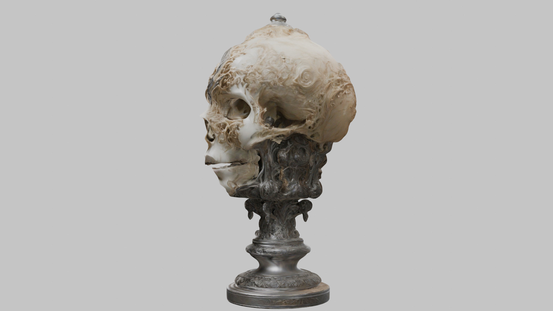 3D Skull on Pedestal - High-Quality Model for Art and Design Low-poly 3D model_5