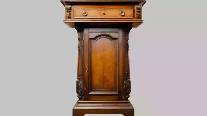 Antique Wooden Podium - Ornate Church Pulpit 3D Model