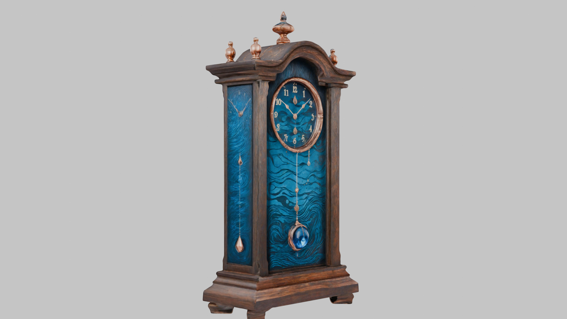 Ancient Vintage Victorian Wall Wooden Clock Pendulum Low-poly 3D model_9