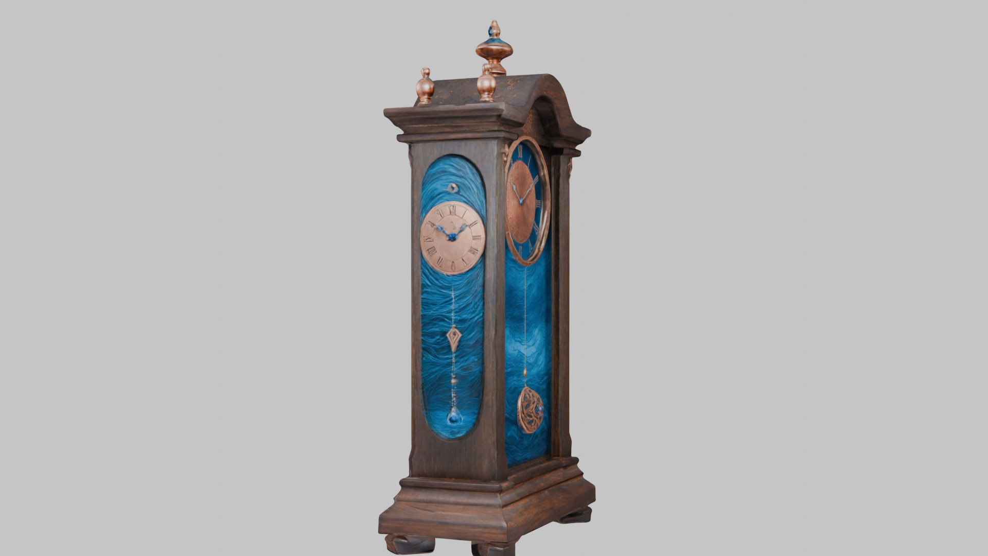 Ancient Vintage Victorian Wall Wooden Clock Pendulum Low-poly 3D model_3