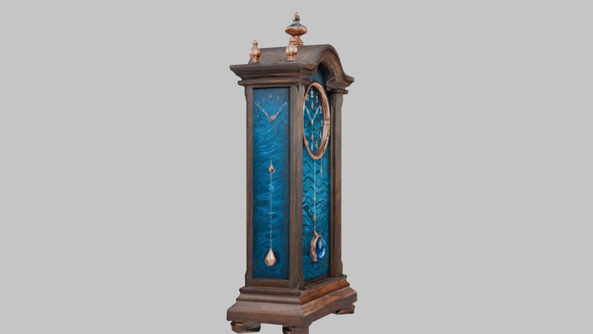Ancient Vintage Victorian Wall Wooden Clock Pendulum Low-poly 3D model_10